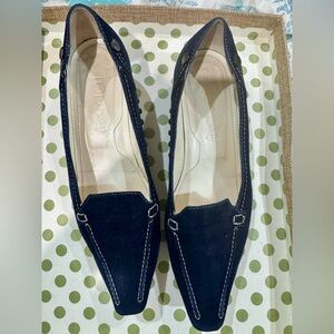 Tod's Navy Blue Suede Loafers